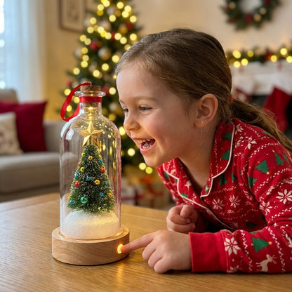 Child recording a message on the tree
