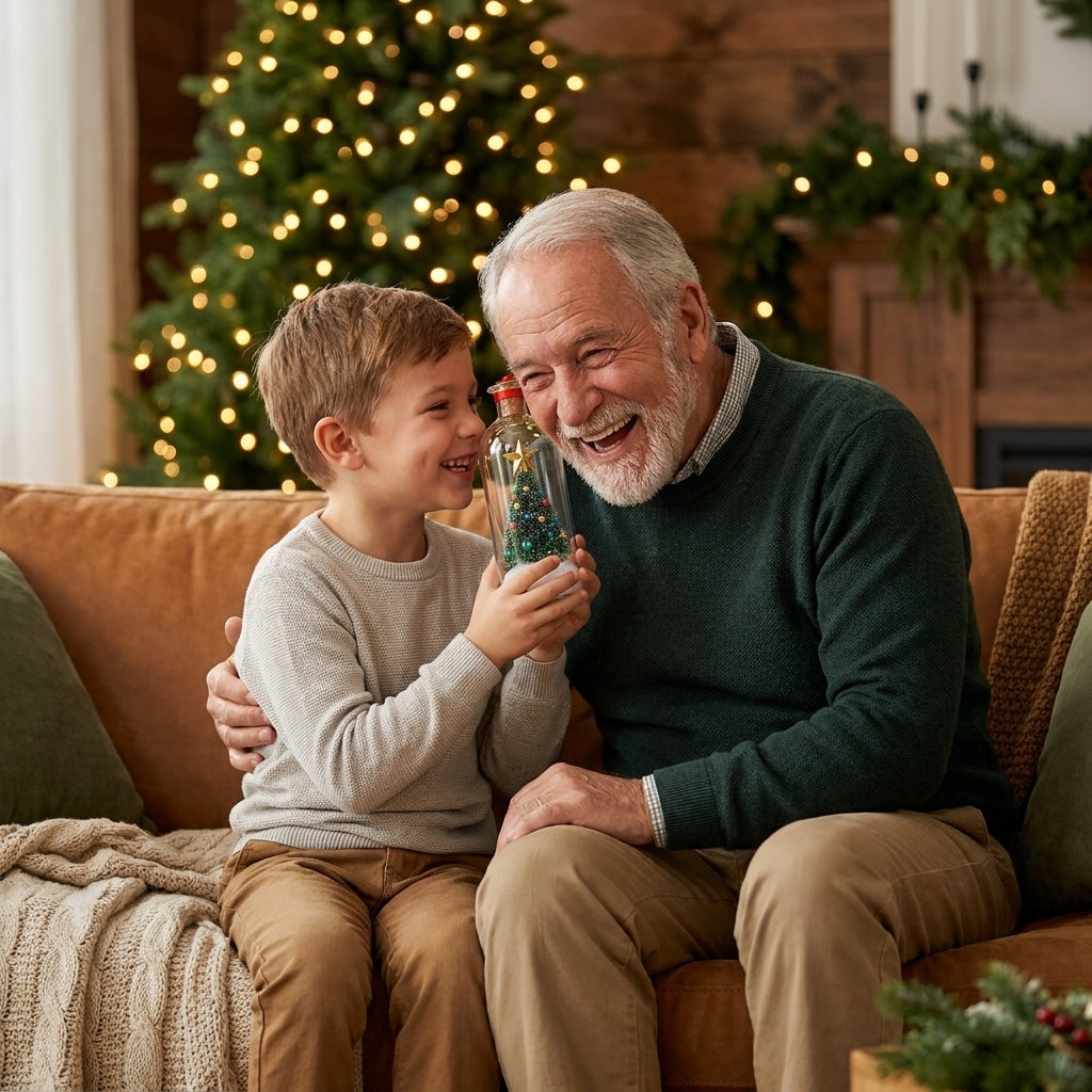 Grandson sharing the message tree with grandpa
